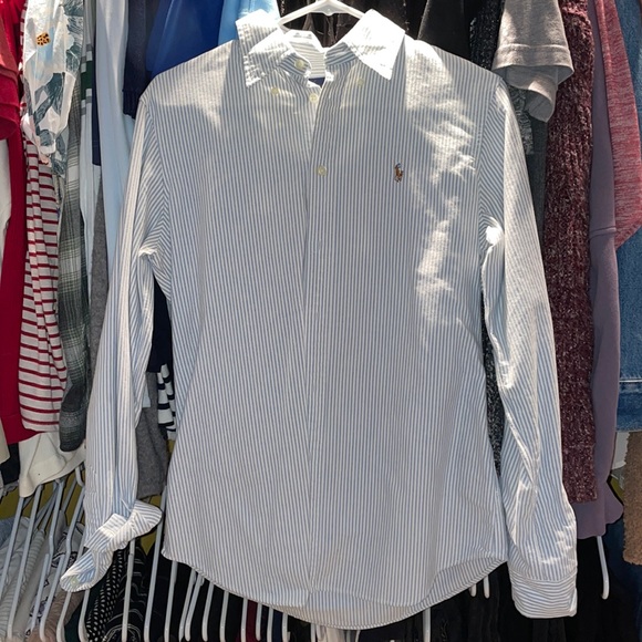 Ralph Lauren Tops - Ralph Lauren Blue & White Striped Button Down